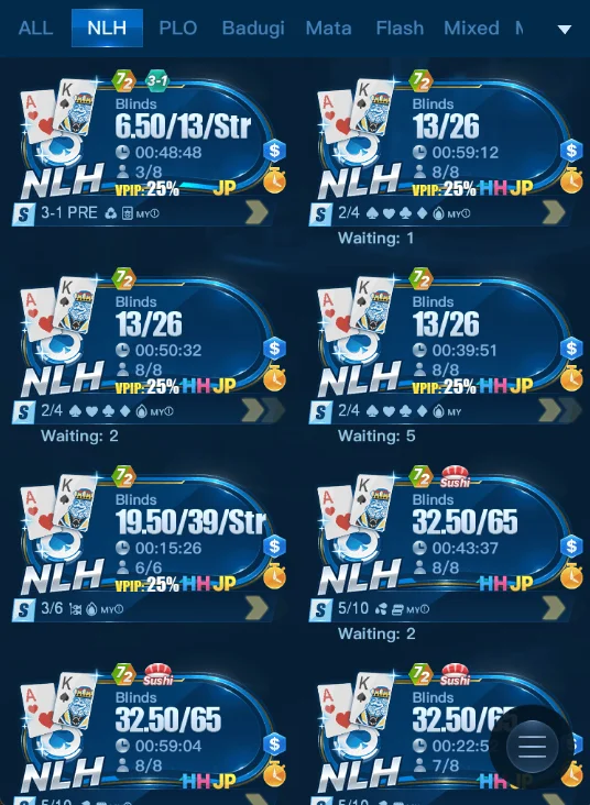 777 Club X-Poker lobby